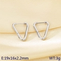 Silver triangle stainless steel hoop earrings with high-polish finish on silk fabric - Triangle (KE117995-KC)