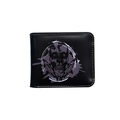 Portefeuille vintage en cuir noir pour hommes avec motif crâne violet artistique - Style Court Crâne Gris