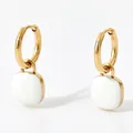 Goldene Creolen mit weißen Emaille-Quadratanhängern für einen minimalistischen Stil - Weiß Und Gold (KDE631)