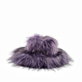Gorro de pescador de piel sintética estilo punk en mezcla de felpa púrpura y negra - Morado