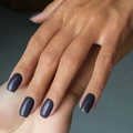 Deep grey-purple solid color medium square press-on nails with a glossy professional finish - Charcoal Grey
