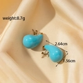 Lake blue waterdrop earrings in stainless steel with golden pins and enamel finish - Lake Blue