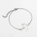 Minimalist stainless steel bracelet with cutout swallow bird pendant and 18K gold plating - Hollow Bird Steel