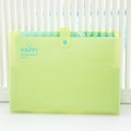 Cartella a soffietto verde chiaro a 12 tasche con chiusura a bottone e smiley - Giallo