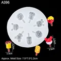 Stampo in silicone bianco con 8 mini forme di ghiacciolo per fondente e resina fai-da-te - Stile 1 Gelato Cartoon / Trasparente