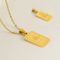 18K gold plated stainless steel rectangle necklace featuring Dragon and Samantabhadra - Dragon / Samantabhadra
