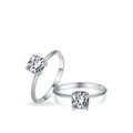 S925 sterling silver rings with square cushion-cut zircon in a classic four-prong setting - US Size 5 / 925 Silver
