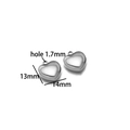 Silver heart pendant for DIY jewelry making with dimensions 13x14mm and 1.7mm hole - Silver Heart 14