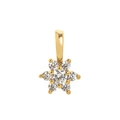 Gold flower-shaped birthstone pendant featuring a central round clear zircon and shiny bail - Flower April Pendant (Clear)