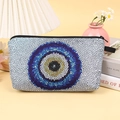 Tragbare Kosmetiktasche mit blauem Evil Eye Mosaik-Muster und schwarzem Reißverschluss - E29 Böser Blick