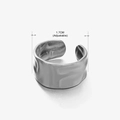 Irregular textured silver stainless steel open ring with 1.7cm adjustable band - Steel-colored Ring 190-2