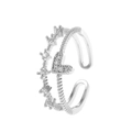 Adjustable double-layer silver heart and star ring with sparkling cubic zirconia - Adjustable Open / Silver
