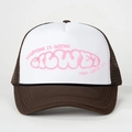 Casquette trucker marron et blanc avec broderie rose EVERYONE IS GOING TO HURT YOU - Taille unique / café