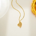 Collier double cœur minimaliste plaqué or 18 carats avec pavé de zircons étincelants - Or (579)