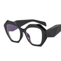 Chic glossy black polygonal glasses frame with anti-blue light clear lenses - Glossy Black Frame