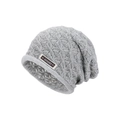 Gorro de punto gris para invierno con textura de panal y diseño cubreorejas - Gris claro