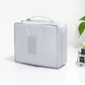 Trousse de maquillage gris clair portable avec poignée zippée et finition nylon étanche - 【portable】gris Clair / 21*8*17cm