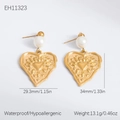 Overdreven hart-zon oorbellen met witte parels en 18K goudvergulde afwerking - Parel Hart Hanger Stijl (EH11323) / 18K Verguld