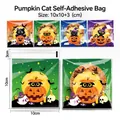 Set of 10x10cm Halloween self-adhesive candy bags with pumpkin and ghost motifs - Pumpkin Cat Approx 100pcs