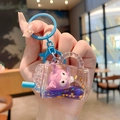 Kuromi mini theekopje sleutelhanger met blauw glitterzand en schattig cartoonfiguurtje - Klein-Kuromi