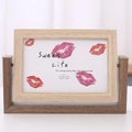 Cornice rotante 4x6 in legno naturale con supporto a U in noce scuro per tavolo e ufficio - 7 Pollici/Orizzontale / Caffè Scuro