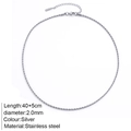 Minimalist silver stainless steel twist rope chain necklace 40+5cm length 2mm diameter - 2.0mm Twisted Chain / Steel