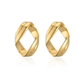 Pendientes geométricos de cobre chapados en oro de 18 quilates sobre un fondo blanco - Rombo Retorcido / Dorado