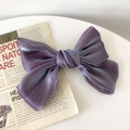 Iridescent dark purple bow hair claw clip with metallic shimmer on a white background - Deep Purple Satin Bow Spring Clip / Deep purple