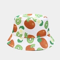 Close-up of kiwi fruit pattern and clean stitching on a cotton sun bucket hat - M (56-58cm) / 12# Color-White Kiwi Slice Print