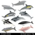 Set of 10 realistic PVC ocean mammal figurines including orcas and pink dolphins - 10Pcs Dolphins & Whale Models Set
