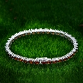 Classic 925 silver tennis bracelet with 5mm orange high carbon stones on moss - 925 Silver / 5mm Red Rhinestone-18cm