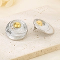 Detalle de pendientes geométricos de acero inoxidable chapado en oro 18k en piedra - Oro Bicolor (KE116199-KFC)
