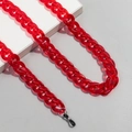 Cadena para gafas de acrílico rojo translúcido con bucles antideslizantes - Rojo Transparente