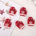Fünfer-Set handgefertigte rote Weihnachtshandschuhe aus Filz mit Schneeflockenmuster - Schneeflocken-Handschuh / Rot / 5 Stück