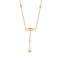 Gold stainless steel MOM heart necklace with crystals and heart-shaped pendant end - Single-layer Tassel Mom Necklace (3#)
