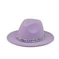 Macro view of purple fedora hat with a marble texture grey link chain detail - Purple