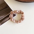 French vintage style pink metallic scrunchie with shiny texture and pleated design - Small / Peach Pink