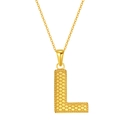 Minimalist gold-plated stainless steel necklace featuring a textured letter L pendant - Letter L