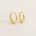 Créoles minimalistes en argent S925 doré avec finition polie pour femmes - Brillant / Or