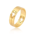 Golden hollow spider pattern ring made of stainless steel displayed at 45-degree angle - Gold / US 8