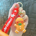Cute gingerbread man keychain with red 'christmas' silicone strap for holiday gifts - Christmas Gingerbread Man
