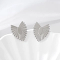 Orecchini a cuore argento con design a pieghe in acciaio inossidabile lucido di moda - Color Acciaio