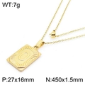 18k gold plated stainless steel rectangle necklace featuring engraved letter O pendant - Letter O (KN236567-GG)