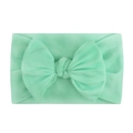 Soft mint green nylon baby headband featuring a large handmade elastic bow - Mint Green