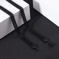 Correa de reloj de malla tejida en acero inoxidable negro con hebilla de metal sólido - Negro