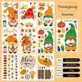 Thanksgiving window clings set with 101 pumpkin gnome autumn leaf static stickers - Thanksgiving Gnomes