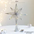 Sparkling silver 20cm iron star Christmas tree topper with warm glowing LED lights - 20cm / 20cm Silver Octagram With Light