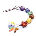 Handmade Tree of Life car hanging with seven chakra natural stone beads on white background - 7 Chakra Single Car Hanging