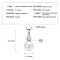 Elegant 925 silver necklace with 9-10mm white freshwater pearl and zircon pendant - Water Drop / K White Gold
