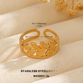 18K vergoldeter Edelstahl Ginkgo Blatt Ring, verstellbar mit 1,7cm Innendurchmesser - Olivenzweig-Stil (480)